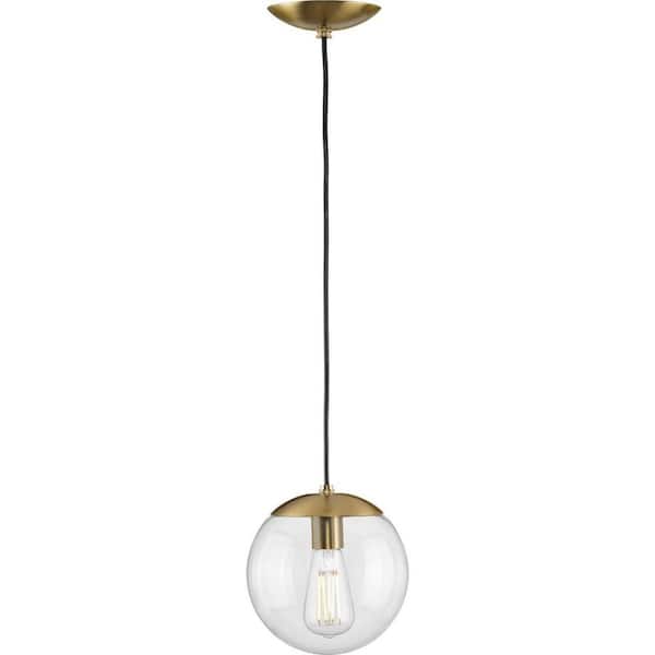 Jeg har en engelskundervisning Subjektiv Majestætisk Progress Lighting Atwell 1-Light Brushed Bronze Clear Glass Globe Small  Modern Pendant Hanging Light P500309-109 - The Home Depot