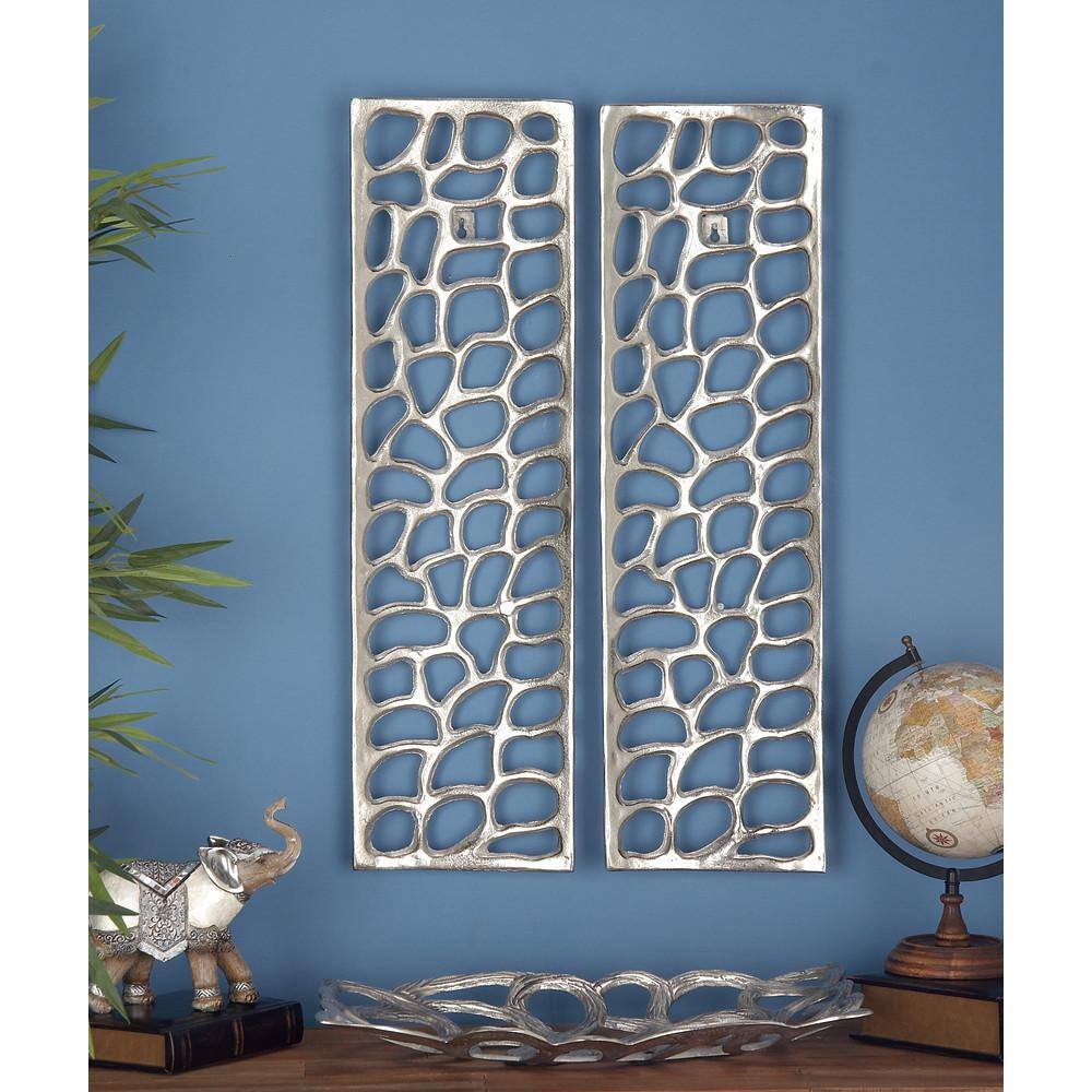 Silver Aluminum Abstract Cutout Wall Sculpture Set
