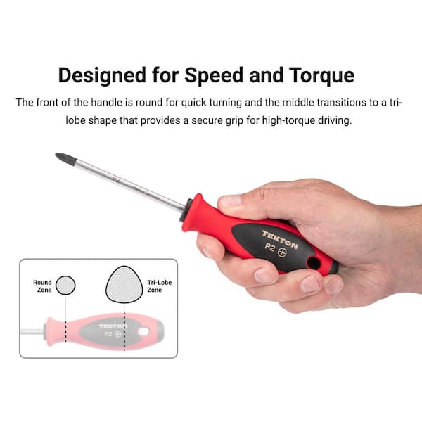 TEKTON Phillips and Slotted Screwdriver Set - 8 in. Shanks, 7