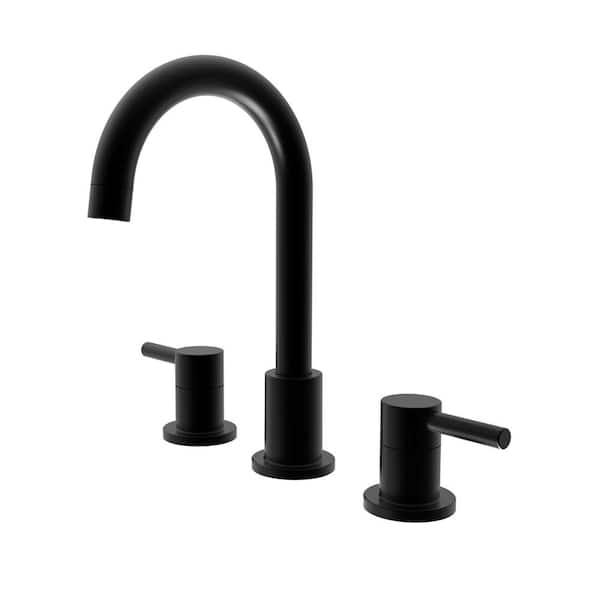 WASSERMAN FAUCETS 8 in. Widespread Dual Lever Handle 3-Hole Bathroom Faucet with Matching Push Pop-Up in Matte Black