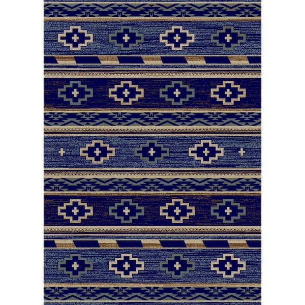Mayberry Rug Hearthside Star Valley Lodge Navy 2 ft. x 3 ft. Woven Abstract Polypropylene Rectangle Area Rug