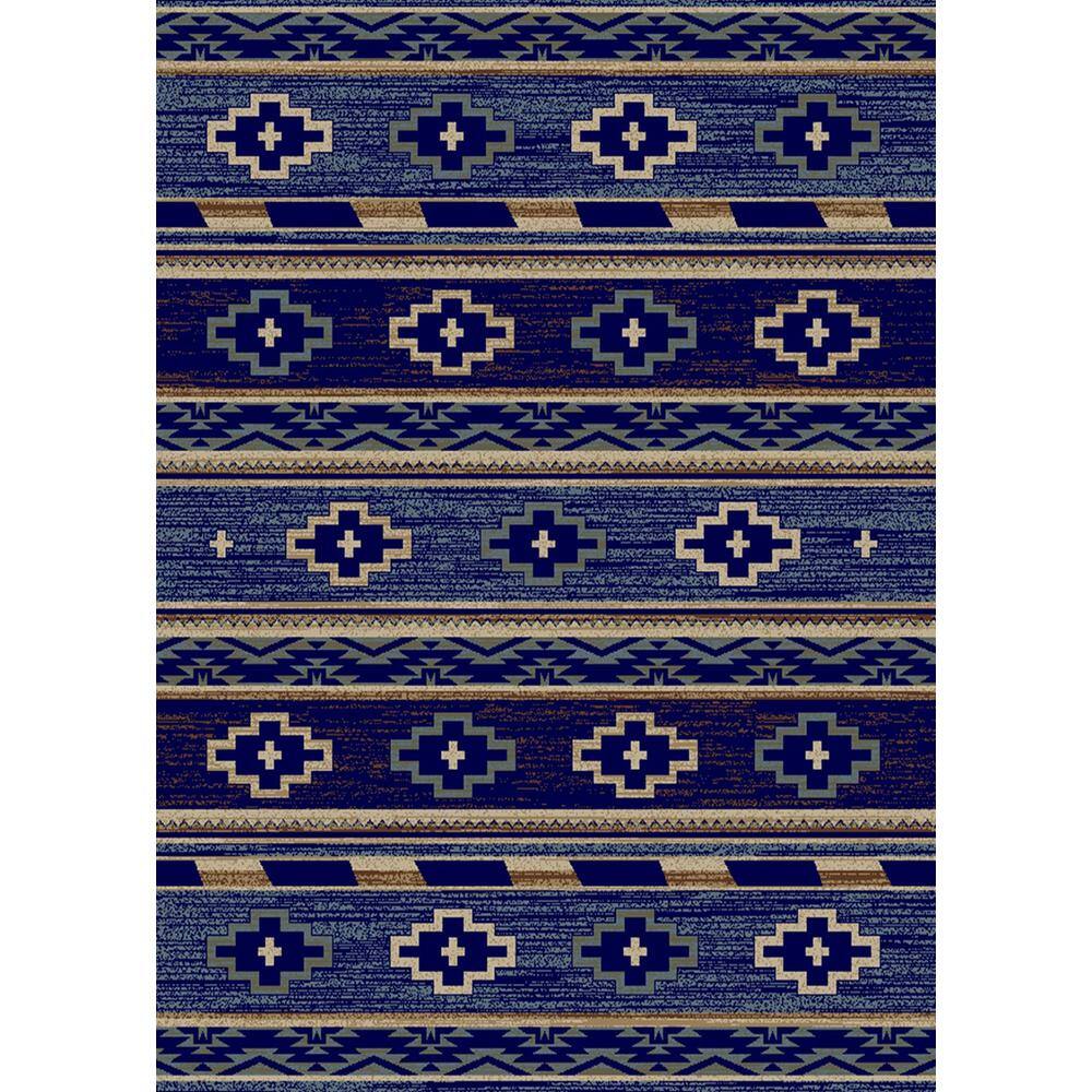 Mayberry Rug Hearthside Star Valley Lodge Navy 8 ft. x 10 ft. Woven