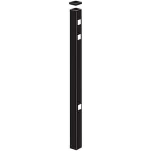 Natural Reflections 2 in. x 2 in. x 4-7/8 ft. Black Standard-Duty Aluminum Fence End Post