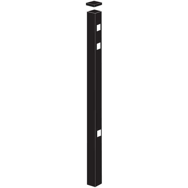 Barrette Outdoor Living Natural Reflections 2 in. x 2 in. x 4-7/8 ft. Black Standard-Duty Aluminum Fence End Post