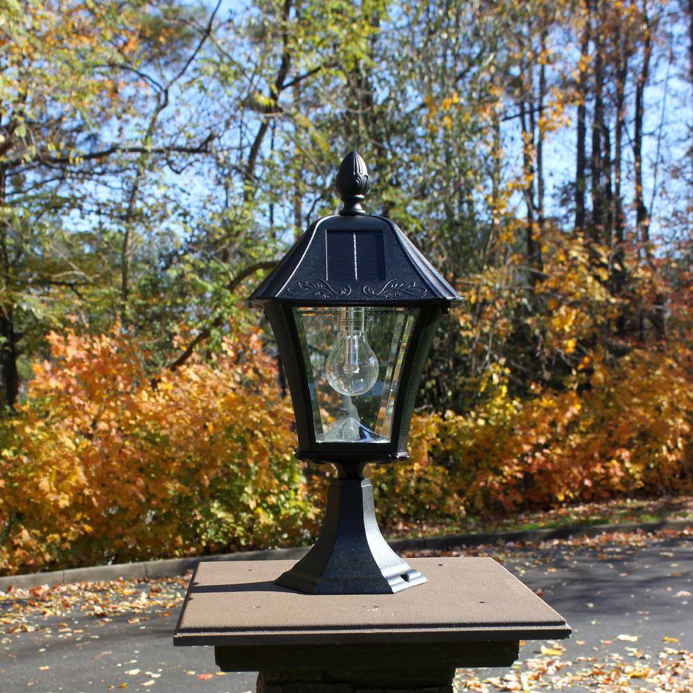 Baytown Black Cast Aluminum Solar Lamp Post with Dusk-to-Dawn Sensor