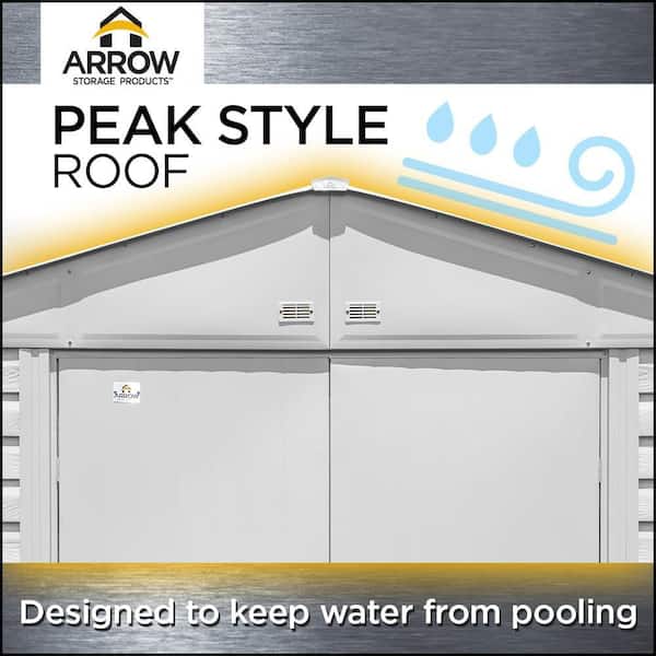 Arrow Select 10 ft. W x 8 ft. D Charcoal Metal Shed 74 sq. ft