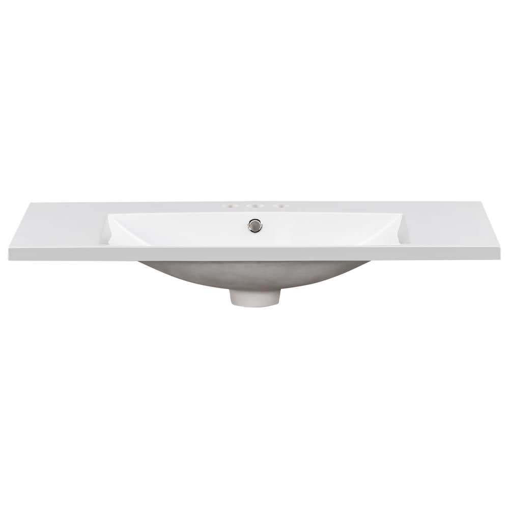 36 in. corner Bathroom Basin Sink in White Resin