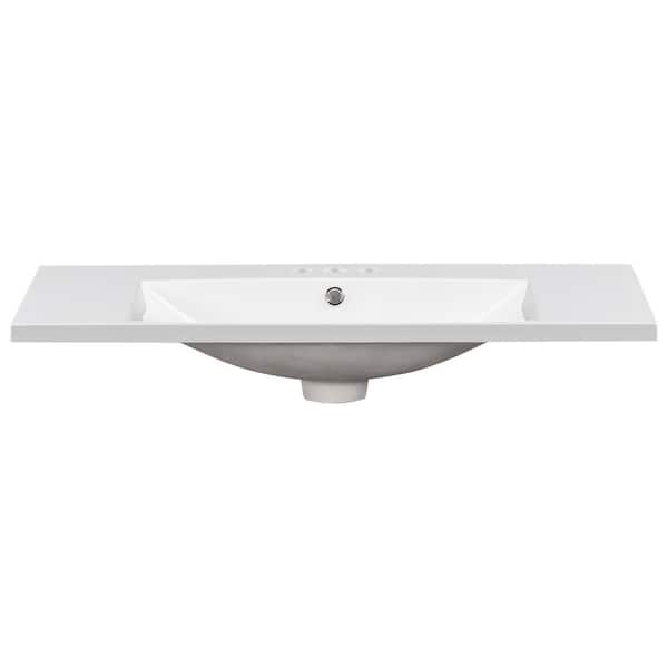 Unbranded 36 in. corner Bathroom Basin Sink in White Resin