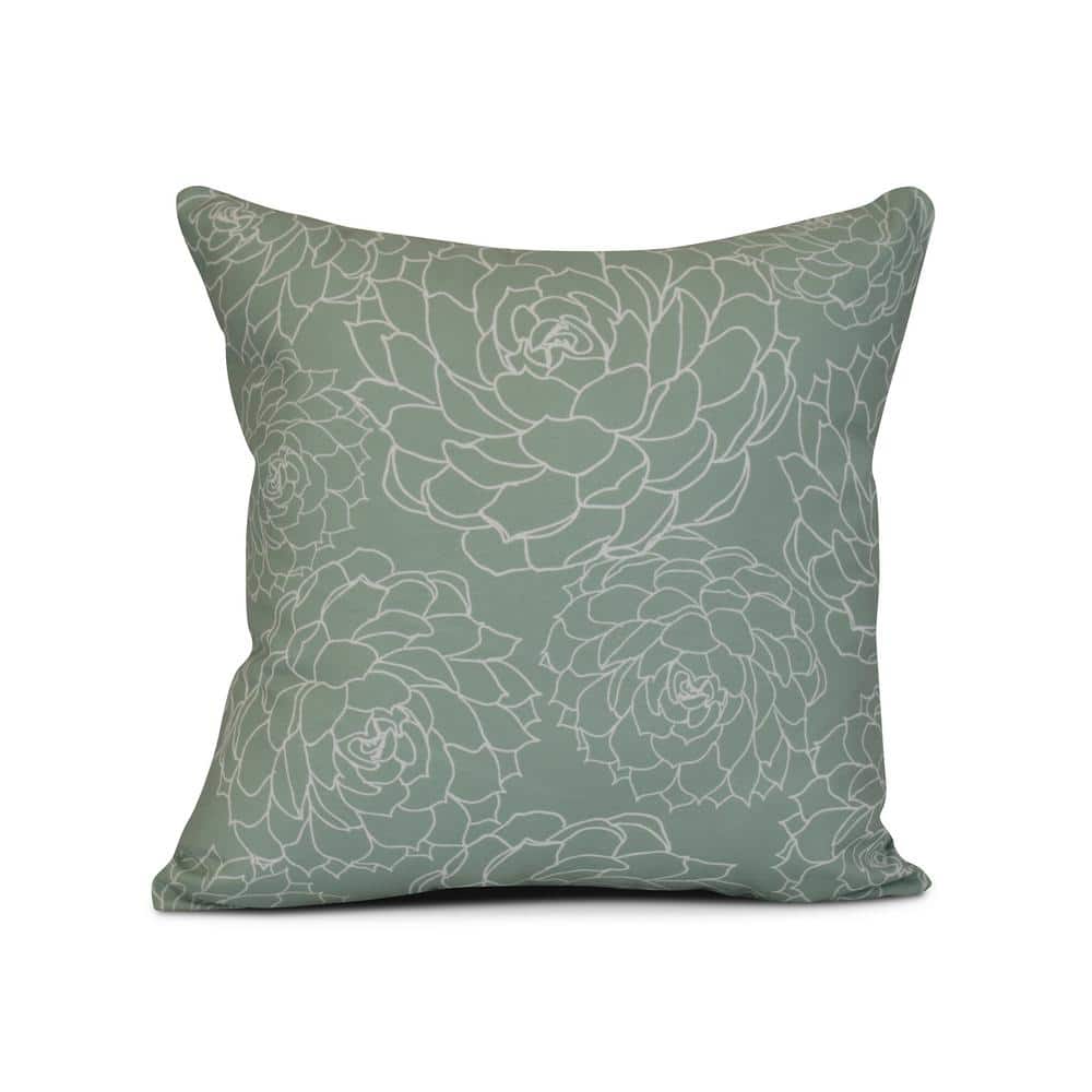 Olena Floral Print Throw Pillow in Green