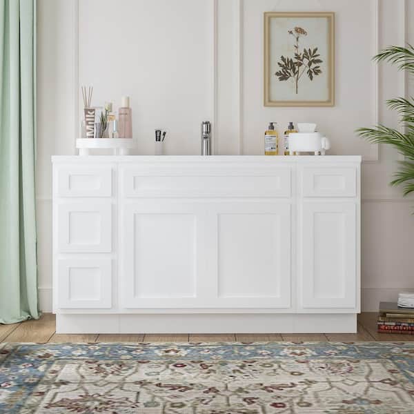 Vanity Art 63 in. W x 21 in. D x 32.5 in. H Bath Vanity Cabinet without Top in White