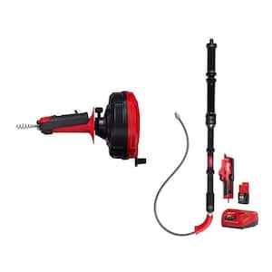 Trap Snake Auger Drain Cleaning Kit and M12 Trap Snake 12V Lithium-Ion Cordless 6 ft. Toilet Auger
