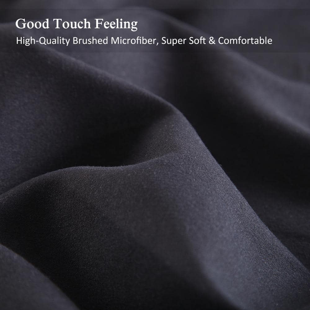 Full Black Microfiber 4-Piece Solid Sheet Set