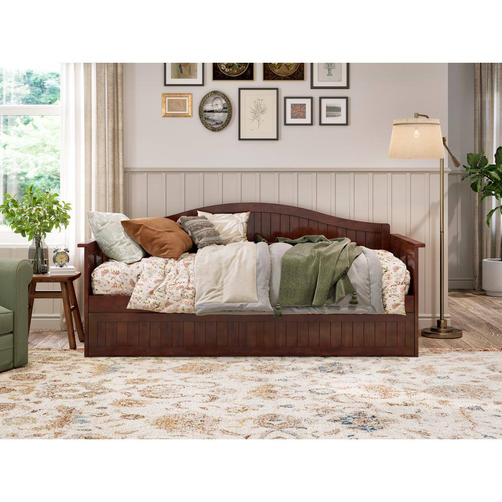 Nantucket Walnut Twin Wood Daybed with Trundle and Drawer