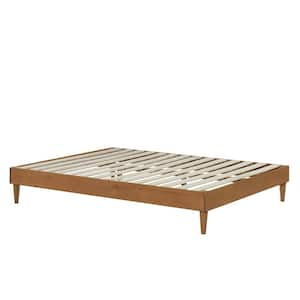 Cannery Bridge Medium Brown Frame Queen Size Platform Bed with Round Legs