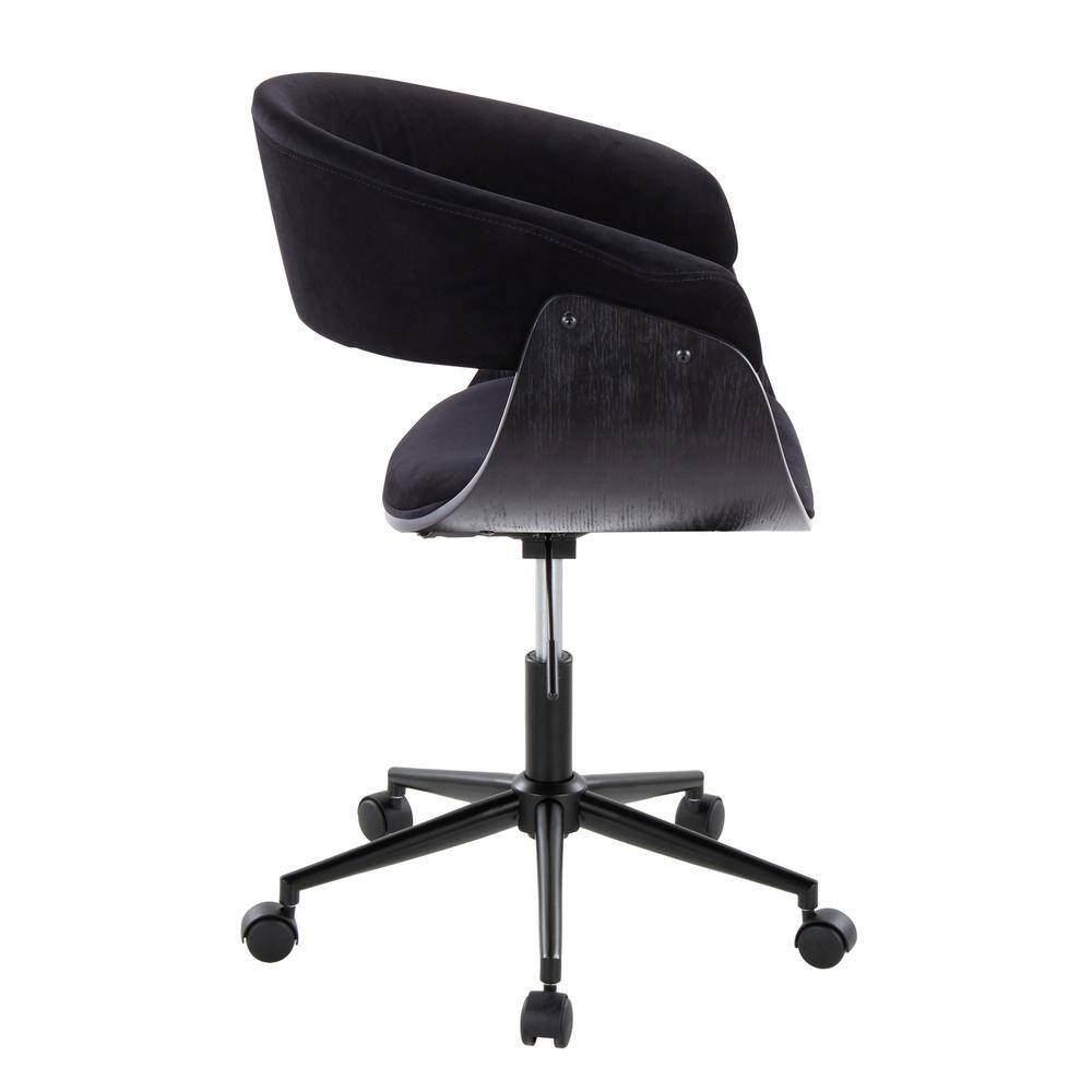 Black Velvet and Metal Swivel Office Chair