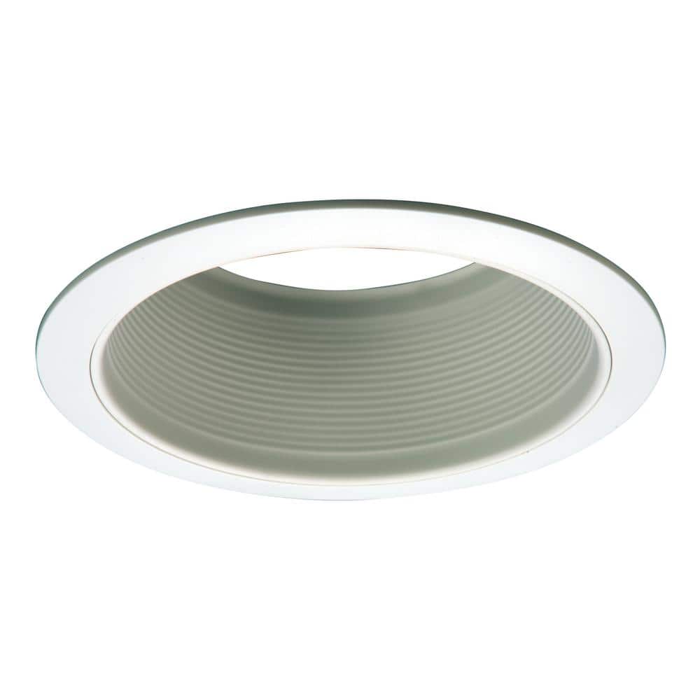 Halo E26 Series in. White Recessed Ceiling Light Fixture Trim with White  Straight Side Metal Baffle 6101WB The Home Depot