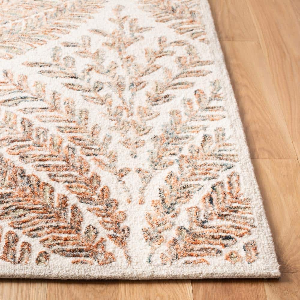 Ivory and Brown Hand-Tufted Wool Runner Rug