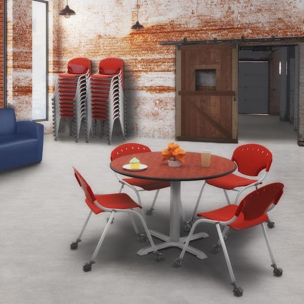 Rico Plastic Classroom Training Office Stack Armless Chair in Red-11 Pack