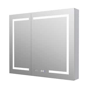 36 in. W x 30 in. H Rectangular Aluminum Medicine Cabinet with Mirror