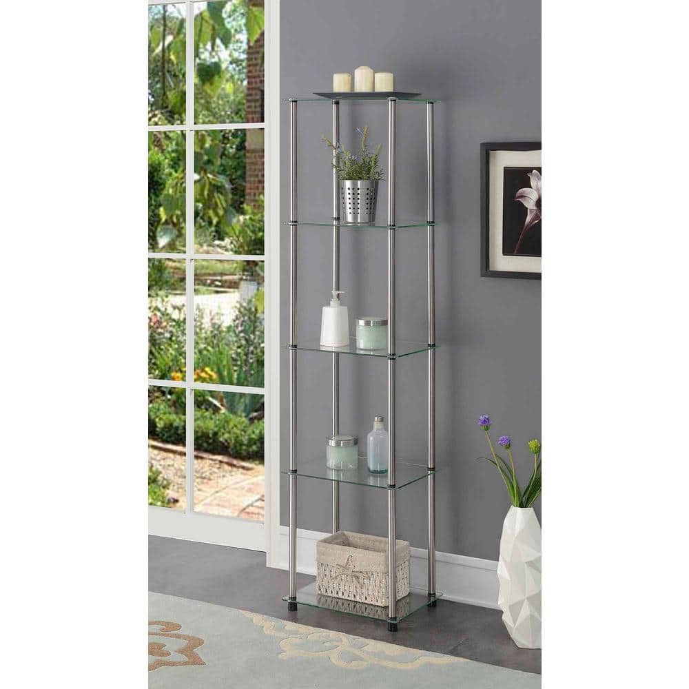 5 tier glass shelving unit discount