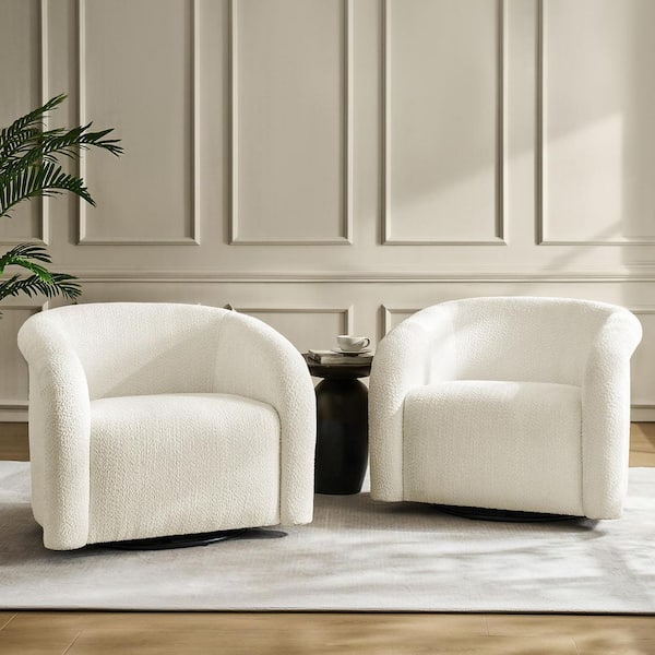 JAYDEN CREATION Olivia Ivy Boucle Fabric Swivel Accent Chair