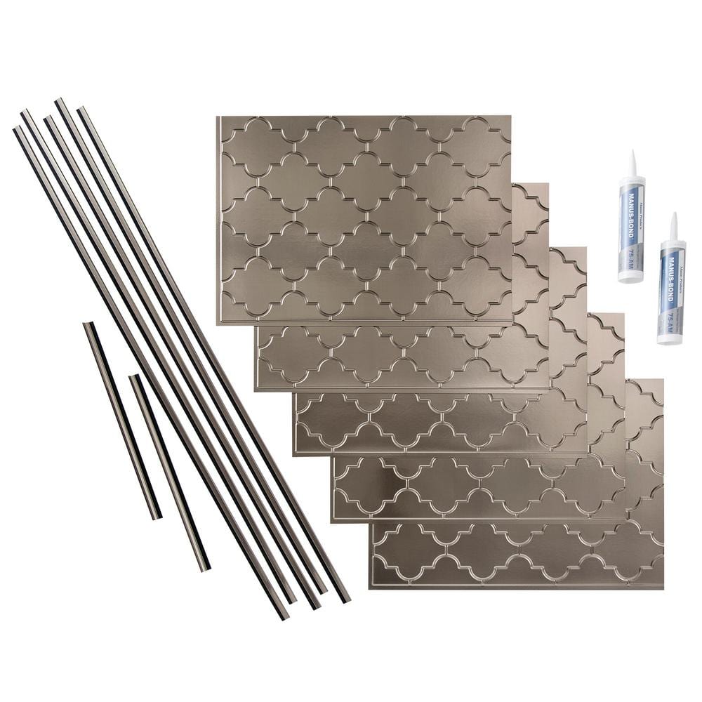 Monaco Brushed Nickel Vinyl Decorative Backsplash Kit