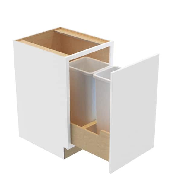 Home Decorators Collection Hargrove 18 in. W x 24 in. D x 34.5 in. H Assembled Plywood Trash Can Kitchen Cabinet in Vesper White with Soft Close