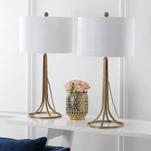 Mckenna 30 in. Antique Bronze Metal Table Lamp with Off-White Shade (Set of 2)