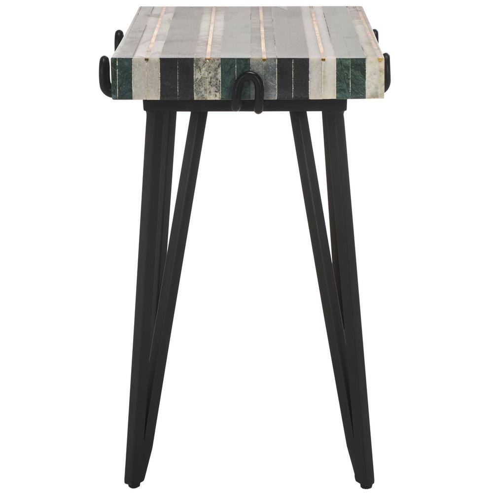 Marlin 21" Multi Marble and Black Metal Side Table