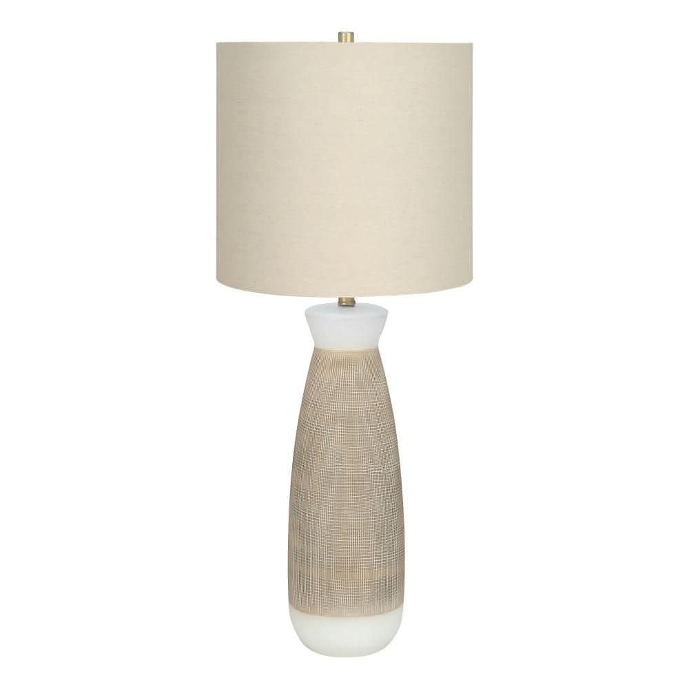 26 in. White Ceramic 1-Light Table Lamp with Vase Shape and Beige Linen Drum Shade for Living Room, Bedroom and Office price history on PriceWatchPro