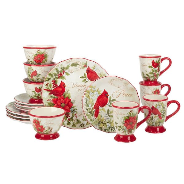 Certified International Winter's Medley 16-Piece Multi-Colored Earthenware Dinnerware Set Service for 4