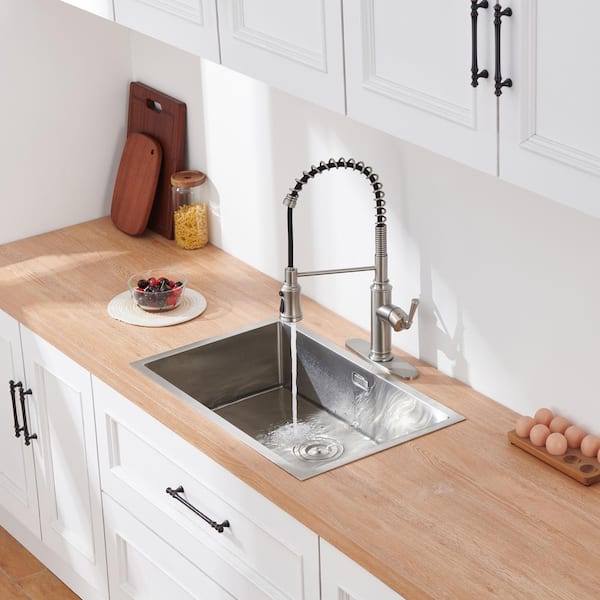 Single Handle Pull Down Sprayer Kitchen Faucet with Touchless Sensor and 360° Rotation Spout in Brushed Nickel
