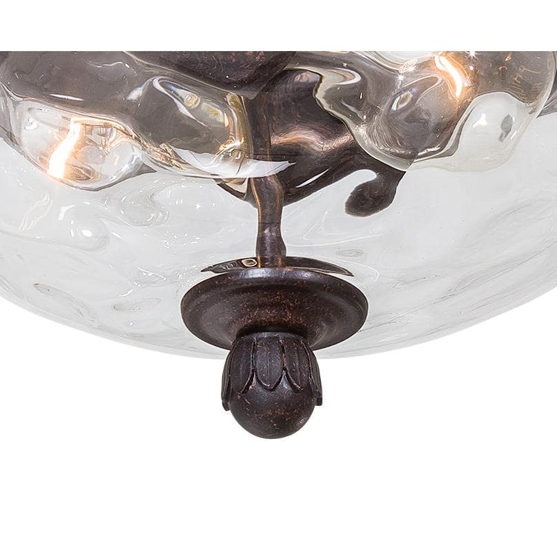 Corona Bronze Merrimack Outdoor Flush Mount with Clear Hammered Glass