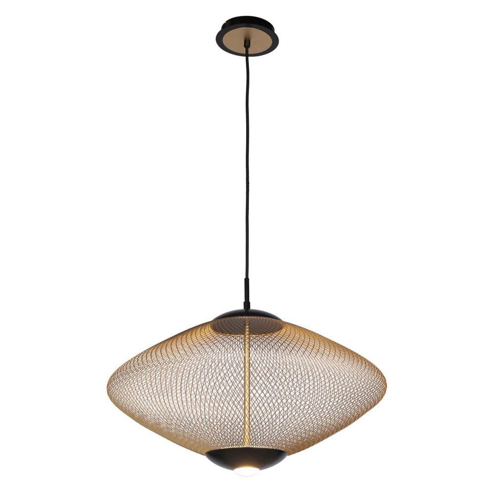 Park Integrated LED Black Cage Pendant with Gold Metal Shade price history on PriceWatchPro