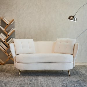 64.2 in. White Velvet 2-Seater Loveseat sofa