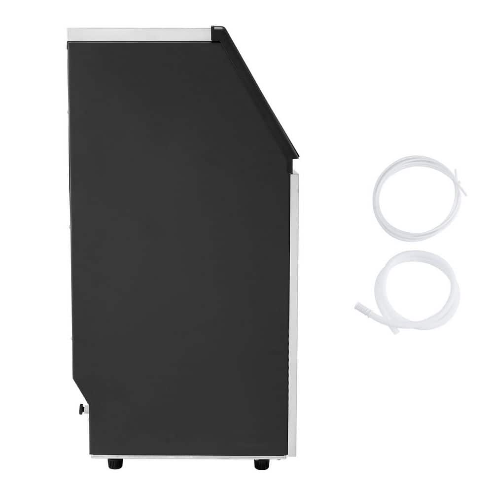 Commercial Ice Maker, 130 lbs. /24 H Freestanding 15.7 in. W &LED Digital Display Self-Cleaning Full Size Cubes Silver