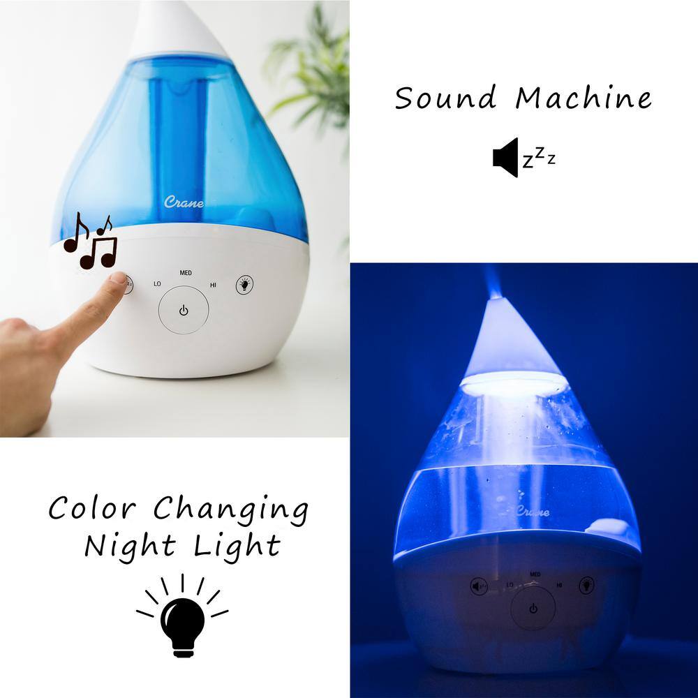 Blue and White Ultrasonic Cool Mist Humidifier with Sound Machine