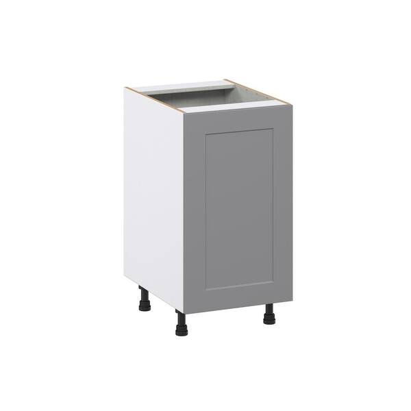 J COLLECTION Bristol Painted Slate Gray Shaker Assembled 2 Waste Bin Pull 1 Draw Kitchen Cabinet (18 in. W x 34.5 in. H x 24 in. D)