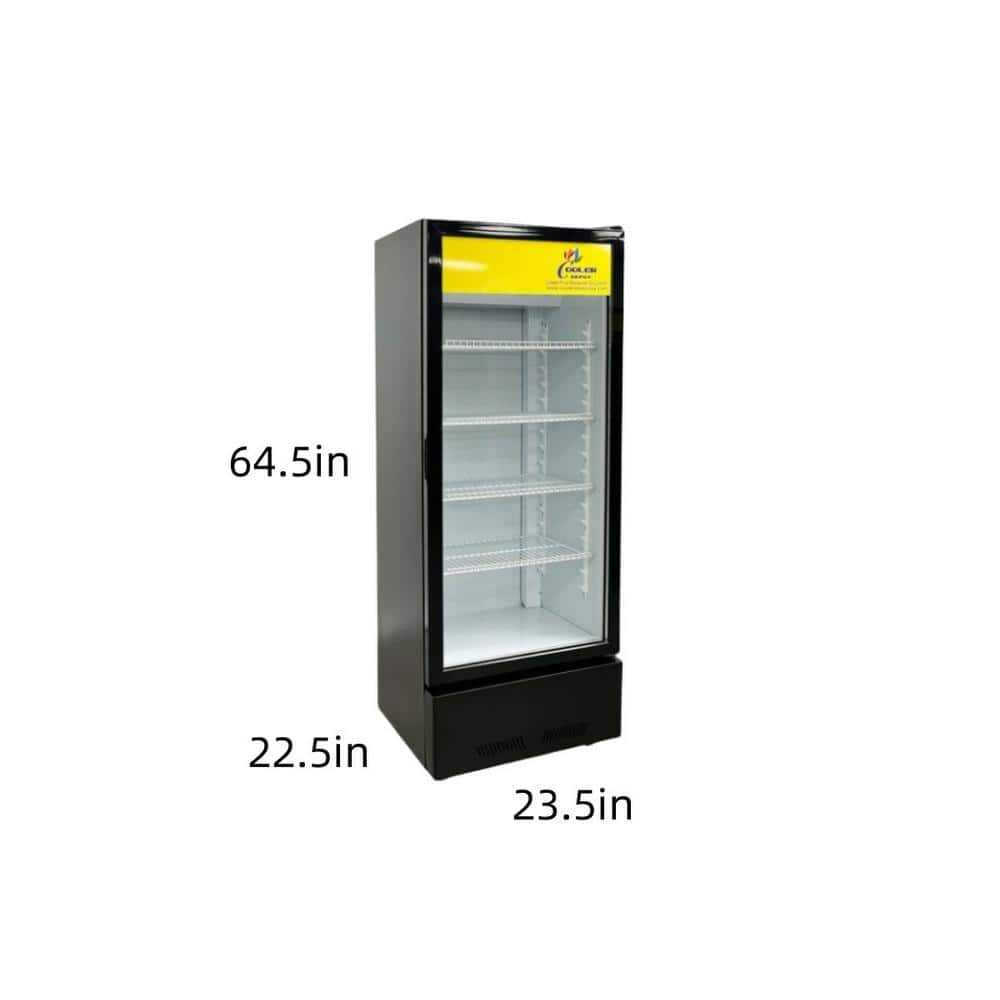 Black Glass Commercial Display Refrigerator with Wire Shelves