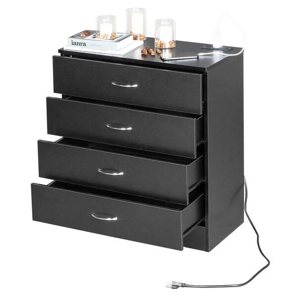 black lace and white dress Fm Furniture Turkey 4-Drawer Dresser with Side Cabinet, Freestanding Storage Organizer with Interior Shelf – Ideal for Bedroom main image 1