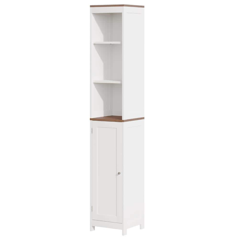 Tall Bathroom Storage Cabinet with Reversible Door and Open Shelves White price history on PriceWatchPro