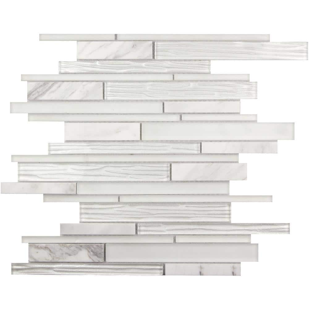 Apollo Tile Wooden Beige 4 in. x 5 in. Honed Marble and Glass Mosaic ...