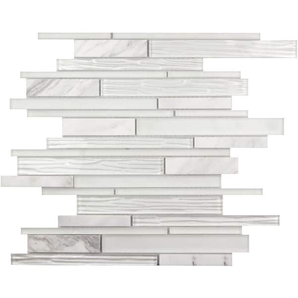 Apollo Tile Wooden Beige 4 in. x 5 in. Honed Marble and Glass Mosaic Tile Sample (0.13 sq. ft./Piece)