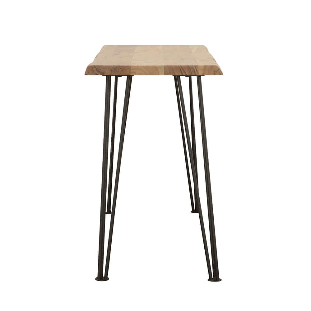Natural Acacia Wood Sofa Table with Black Hairpin Legs