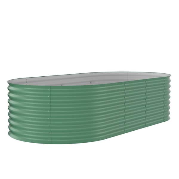 94.6 in. x 47.2 in. x 23.6 in. Outdoor Oval Galvanized Steel Raised Garden Bed in Green, Pack of 2