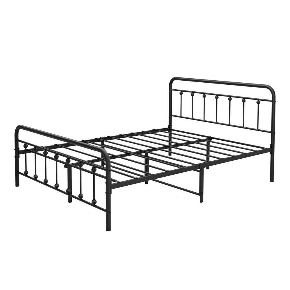 IdealHouse Amanda Queen Black Platform Bed Frame with Headboard and ...