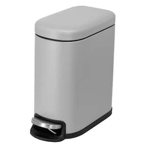 Curved Rectangular 5 L/1.3 Gal. Pedal Trash Bin with Soft Close Lid in Matte Gray