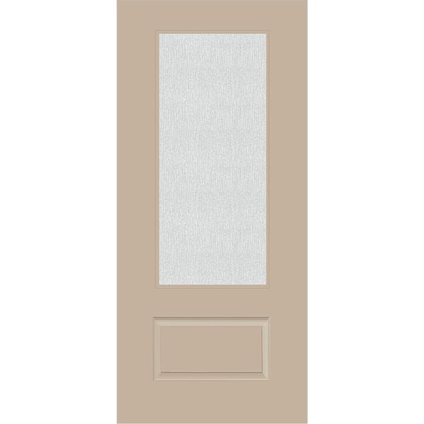 Steves & Sons Legacy 36 in. x 80 in. Universal Handing 3/4 Lite Rain Glass Primed Sandstone Finish Fiberglass Front Door Slab