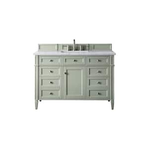 Brittany 48.0 in. W x 23 in. D x 34 in. H Bathroom Vanity in Sage Green with Carrara Marble Marble Top