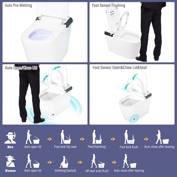 CASAINC Elongated Electric Smart Bidet Toilet with Auto Open, LED Display, and Warm Water Wash